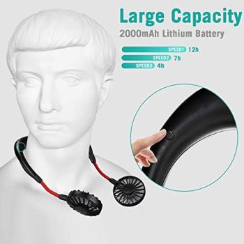 Hands-Free Neckband Fan,Hand Free Personal Fan,Headphone Design Wearable Portable