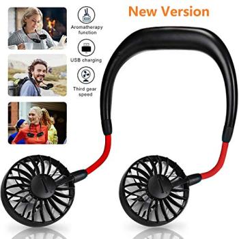 Hands-Free Neckband Fan,Hand Free Personal Fan,Headphone Design Wearable Portable